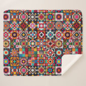 グラニースクウェアズクロチェットパターンブランケットプリント シェルパブランケット (正面(横))