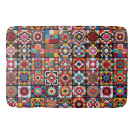 グラニースクウェアズクロチェットパターンブランケットプリント バスマット