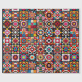 グラニースクウェアズクロチェットパターンブランケットプリント ラッピングペーパー (フラット)