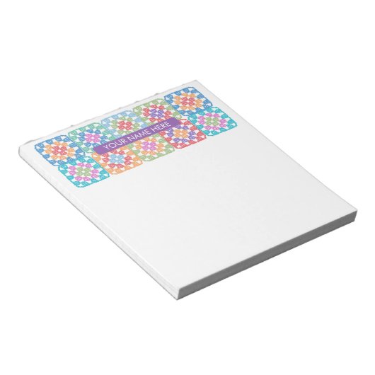 グラニースクウェアズクロチェットメモ帳 ノートパッド (アングル)