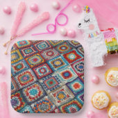 グラニースクエアクロシェットキルト ペーパープレート (パーティー)