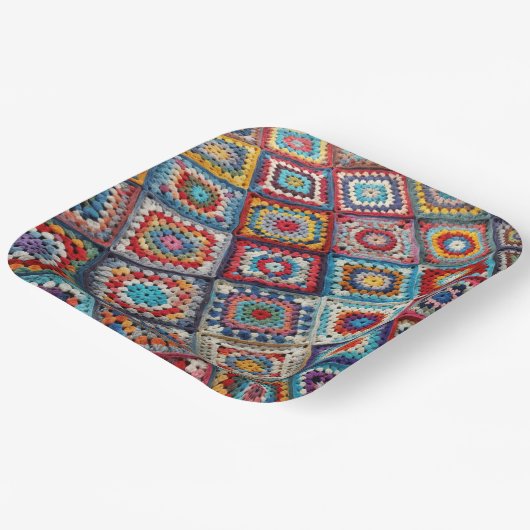 グラニースクエアクロシェットキルト ペーパープレート (傾斜あり)