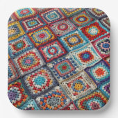 グラニースクエアクロシェットキルト ペーパープレート (正面)