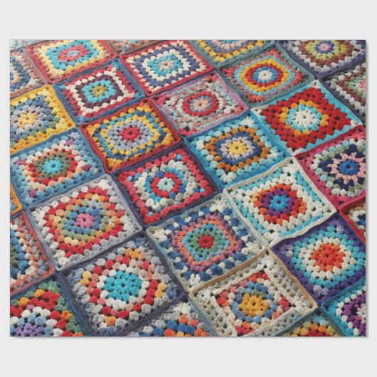 グラニースクエアクロシェットキルト ラッピングペーパー (フラット)