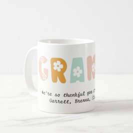 グラニーパーソナライズされたフローラパステルカラーズグランマ コーヒーマグカップ