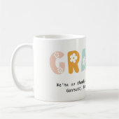 グラニーパーソナライズされたフローラパステルカラーズグランマ コーヒーマグカップ (左)