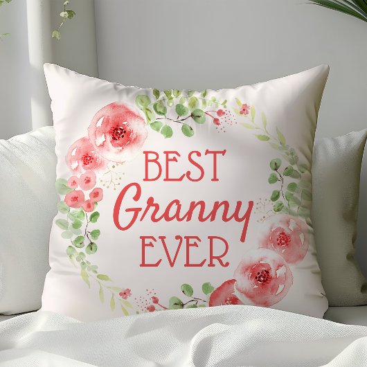 グラニー最高のエバーウォーター色フローラリース クッション