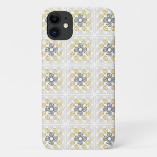 グラニー正方形スケッチデザインイエローグレー iPhone 11 ケース