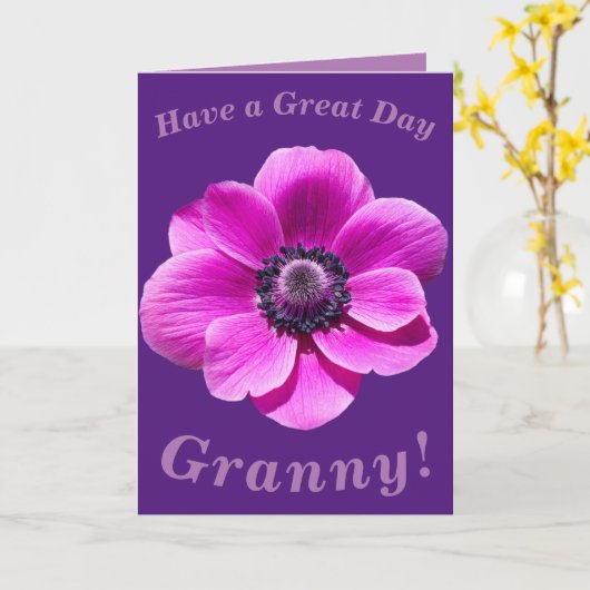 グラニー用はっきりした明るくフローラ誕生日カード カード (黄色い花)