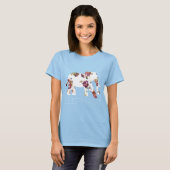グラニー花模様パターン（の模様が）あるゾウ Tシャツ (正面フル)