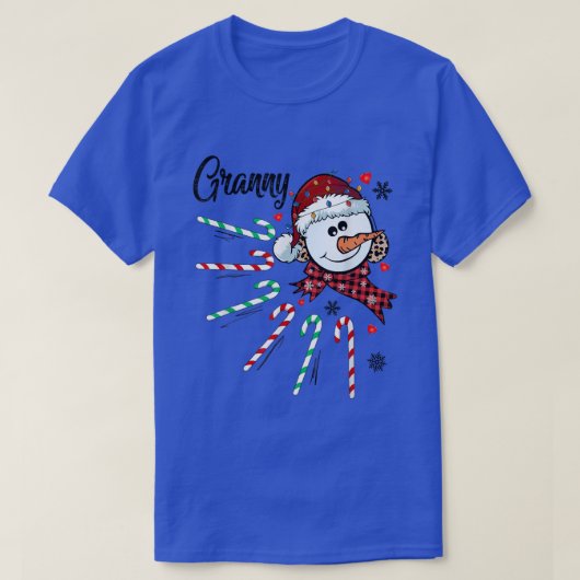 グラニー雪だるまキャンディーケーンクリスマスクリスマス おもしろい Tシャツ (デザイン正面)