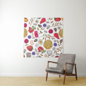 グラノーラ、ムースリのシームレスパターン。薄片の手 タペストリー (インサイチュ(横))