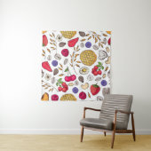 グラノーラ、ムースリのシームレスパターン。薄片の手 タペストリー (インサイチュ)