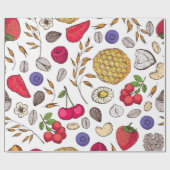 グラノーラ、ムースリのシームレスパターン。薄片の手 ラッピングペーパー (フラット)