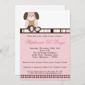 グラハムクラッカーガールピンクベビーシャワー招待状 招待状 (正面/裏面)