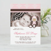 グラハムクラッカーズガールピンクドッグ誕生日招待状 招待状 (スタンド正面)