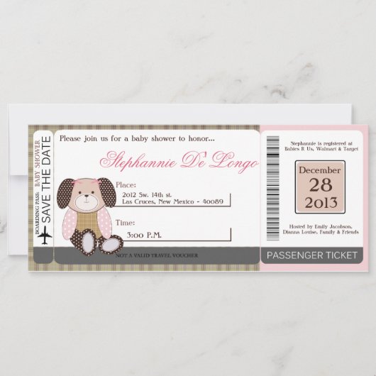 グラハムクラッカーズガールピンクベビーシャワー招待状 招待状 (正面)