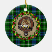 グラハムクランバッジ&タータンチェックパーソナライズされたクリスマス セラミックオーナメント (正面)