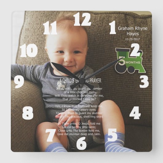 グラハム·レ·ヘイズ スクエア壁時計 (正面)