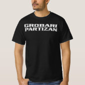グラバリ・パルチザン 黒と白のテキスト Tシャツ (正面)