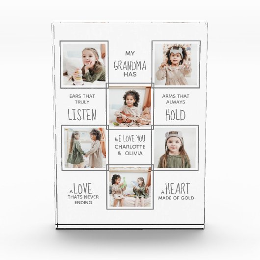 グラパーソナライズされたンマ写真コラージュ フォトブロック (正面)