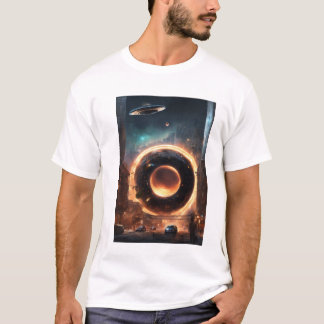 グラビティプルTシャツ:ブラックホールを抱き込む Tシャツ