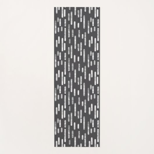 グラファイトと白インクの丸い線パターン ヨガマット (正面)