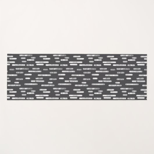 グラファイトと白インクの丸い線パターン ヨガマット (正面(横))