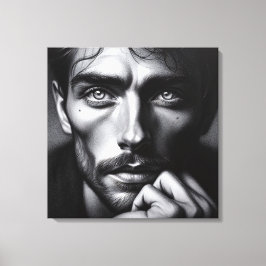 グラファイトのポートレート：ストーリーテラー静かー キャンバスプリント