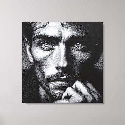 グラファイトのポートレート:ストーリーテラー静かー キャンバスプリント (正面)