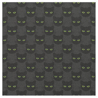 グラファイトの背景に目を付けた猫たち – 緑 – ファブリック