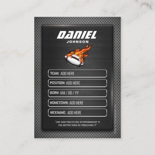 グラファイトサッカーのトレーディングカード、選手のためのギフト コーリングカード (裏面)