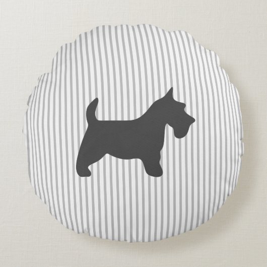 グラファイトテリアオングレーストライプズ ラウンドクッション (正面)