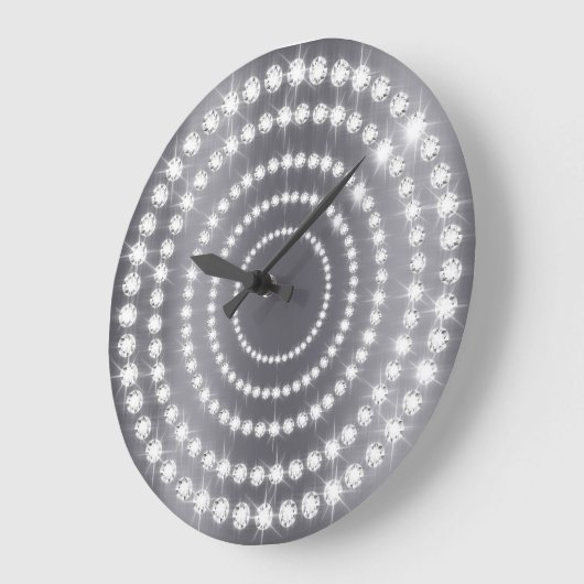 グラファイトビップグレーシルバーダイヤモンドインフィニティサークル ラージ壁時計 (傾斜)