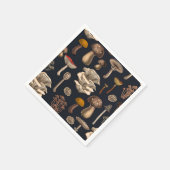 グラファイトブラックの野生のキノコ スタンダードカクテルナプキン (角)