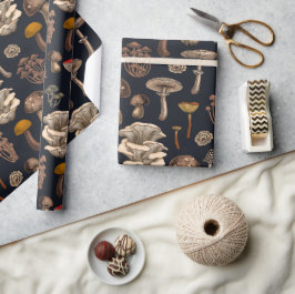 グラファイトブラックの野生のキノコ ラッピングペーパー