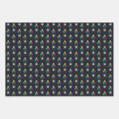 グラファイト上のマルディグラスホワイトFleurDeLisバルーン ラッピングペーパーシート (正面)