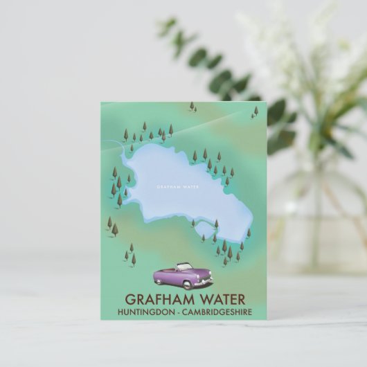 グラファムウォーターハンティンドンカンブリジヒアマップ ポストカード (スタンド正面)