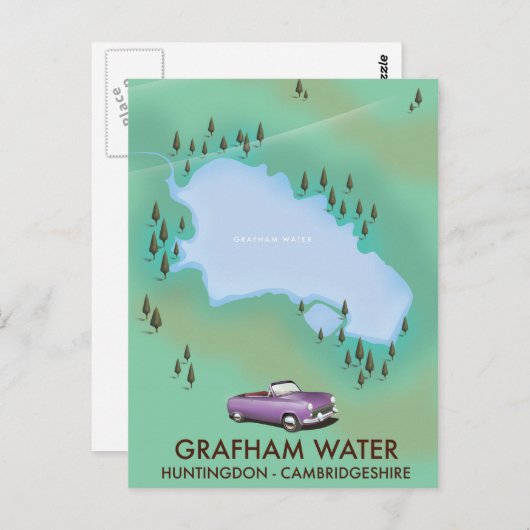 グラファムウォーターハンティンドンカンブリジヒアマップ ポストカード (正面/裏面)