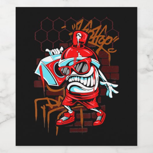 グラフィアートスプレイ絵を描アーバンヒップホップ音楽愛好家 ワインラベル (シングルラベル)