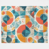 グラフィカルなオレンジの抽象化 フリースブランケット (正面(横))