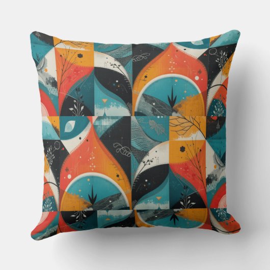 グラフィカル・オレンジ・アブストラクション クッション (裏面)