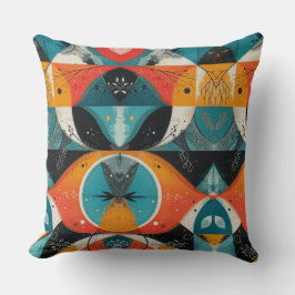 グラフィカル・オレンジ・アブストラクション クッション