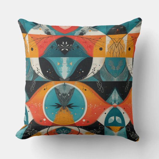 グラフィカル・オレンジ・アブストラクション クッション (正面)