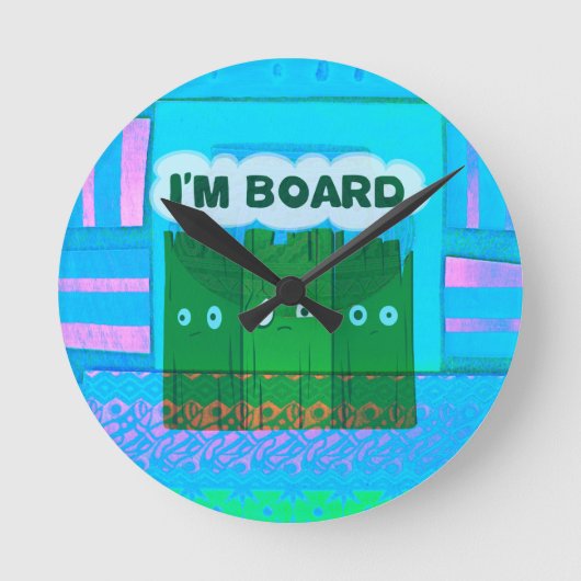 グラフィッおもしろいク:私は退屈な文字アート ラウンド壁時計 (正面)