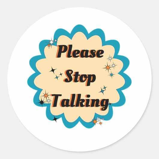 グラフィックおもしろいイエローデザインお願いストップお話し ラウンドシール (正面)