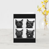 グラフィックおもしろいキャットフォトブースセルフィーおもしろい_2 カード (黄色い花)