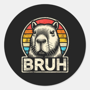 グラフィックおもしろいミームカピバラBruh For Boys Girls Me ラウンドシール