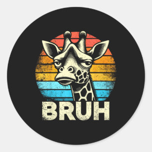 グラフィックおもしろいミームキリンBruh For Boys Girls Men ラウンドシール