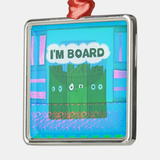 グラフィックおもしろい感動的ー私は退屈な文字アート メタルオーナメント (左)